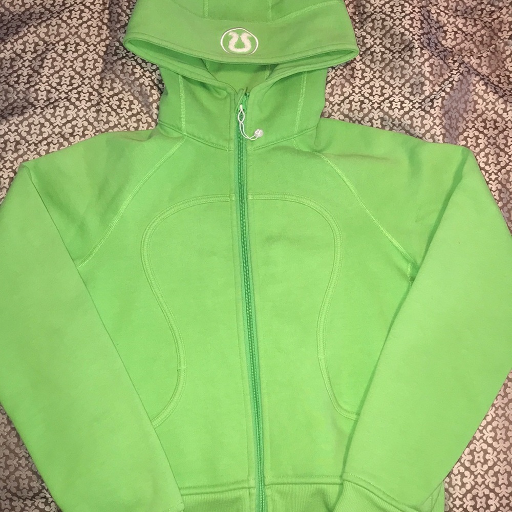 LULU LEMON neon green scuba hoodie